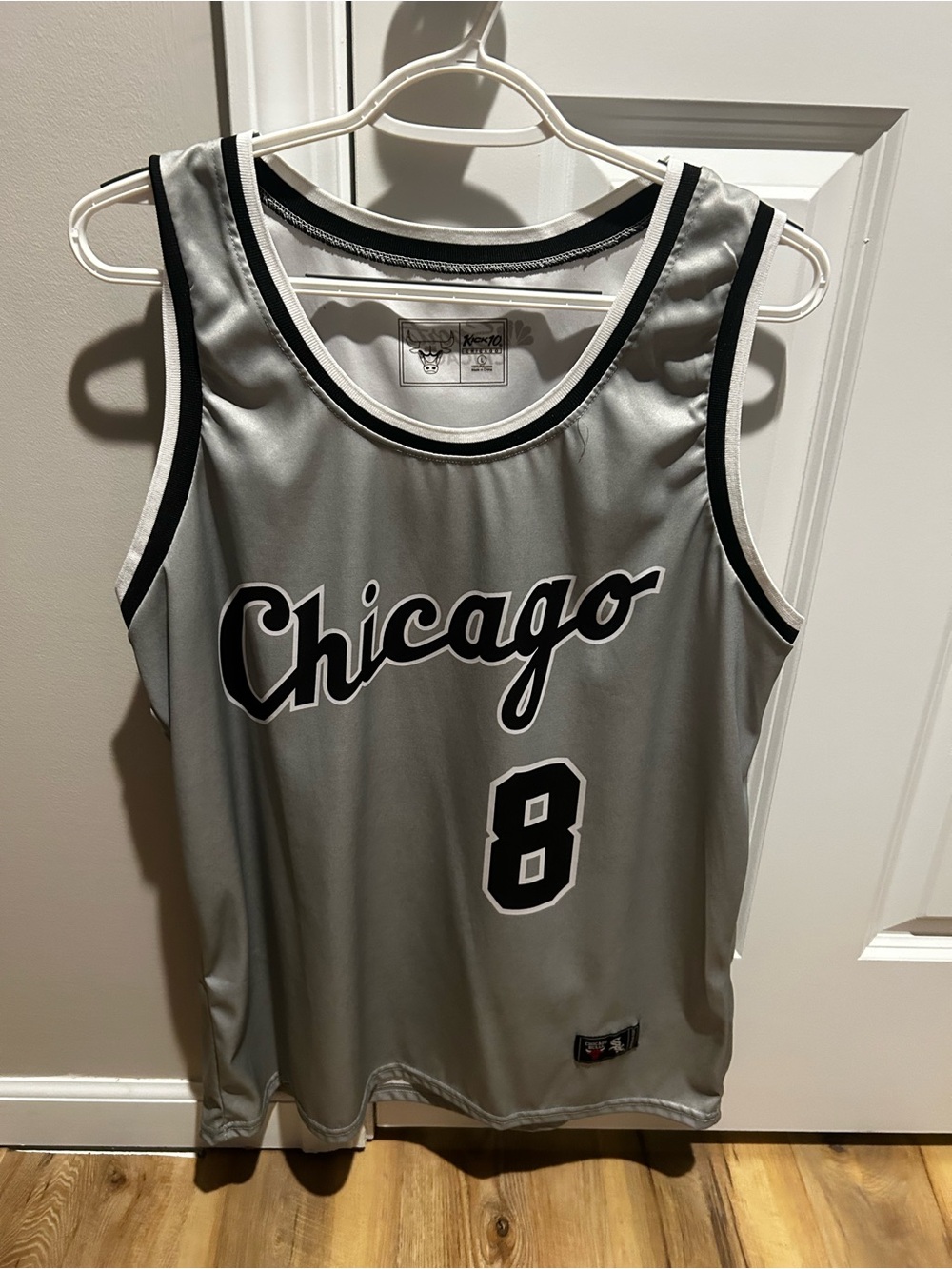 Source Unknown Gray and Black Chicago #8 Basketball Jersey